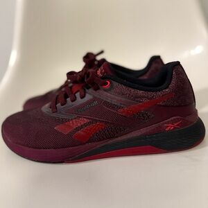 Reebok Nano x5 Women’s Gym shoes size 6 Black Cherry Retro Red
